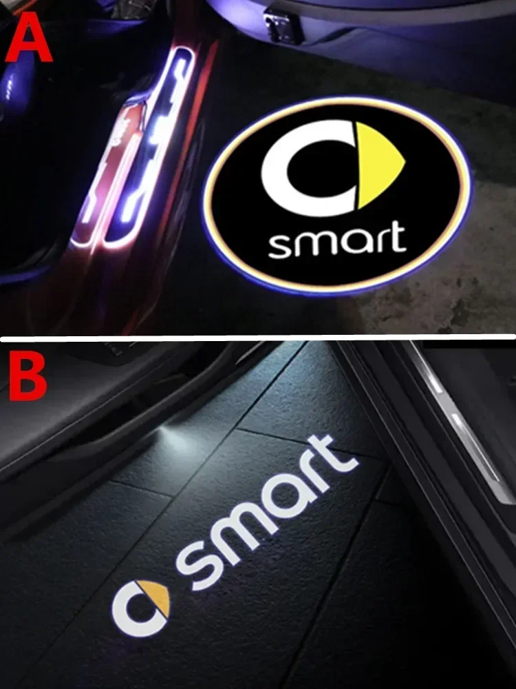 2PCS Car Door Emblem Projector Lights Wireless Welcome Lamp Accessories For smart Fortwo Forfour 453 451 450