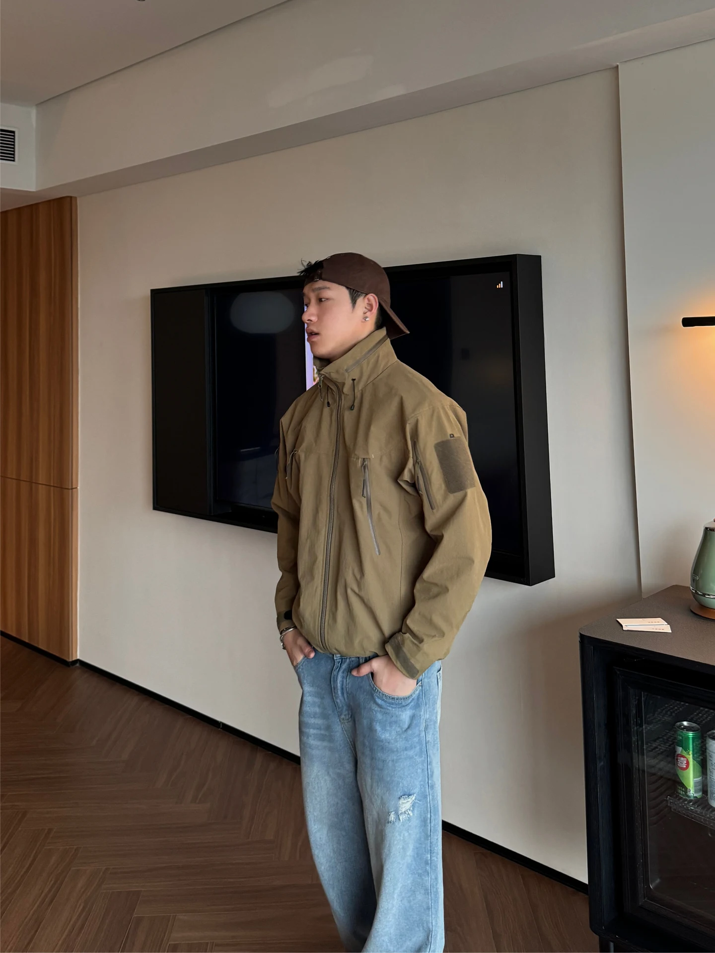 

AUTICUP American Retro Military Bird Hard Man Hard ell Jaet Outdoor Commuting Skiing Climbing Suit Coat Youth Trendy Wate...