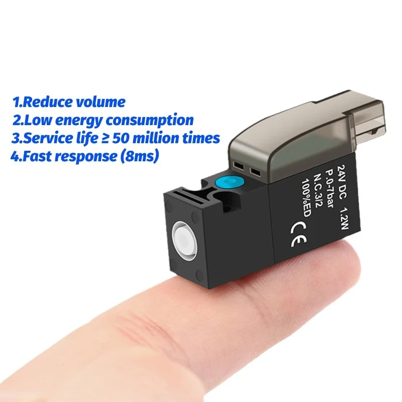 High Frequency Miniature Solenoid Valve 10mm Air 30Hz Two-Position Three-Way Control Vacuum Valve 24V 12V 6V
