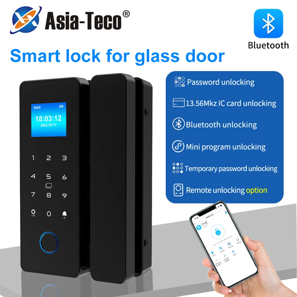 

Smart Phone Hahalock APP Fingerprint Lock Bluetooth Glass Sliding Door Smart Lock Electronic IC Card Lock with Attendance Record