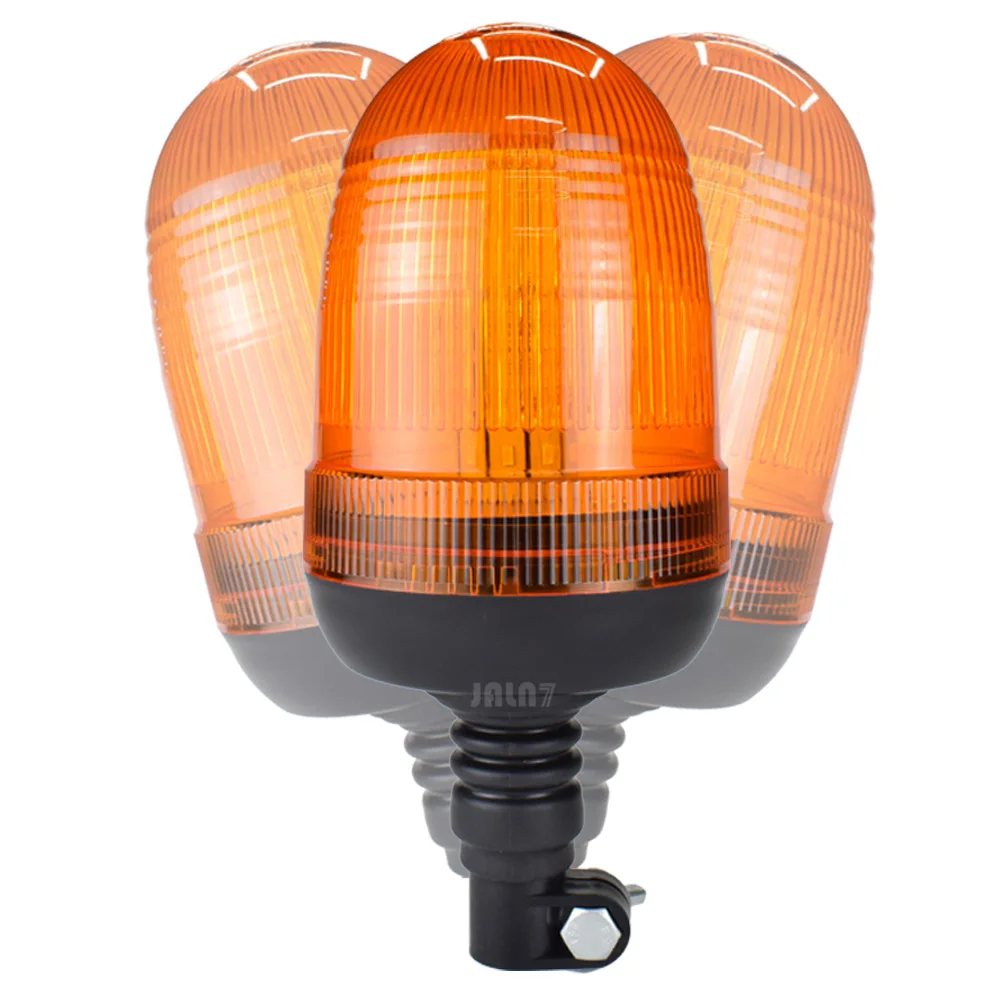 Amber Beacon Hazard Warning Safety LED Strobe Lights for Golf Cart Truck Tractor Forklift Snowplow Excavator,Base Bracket Pole ﻿