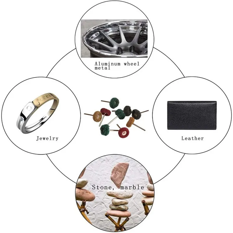 10 adet naylon Fiber Mini matkap aşındırıcı fırça döner fırça ile 3mm/2.35mm Shank Dremel döner aracı aksesuarları için Set