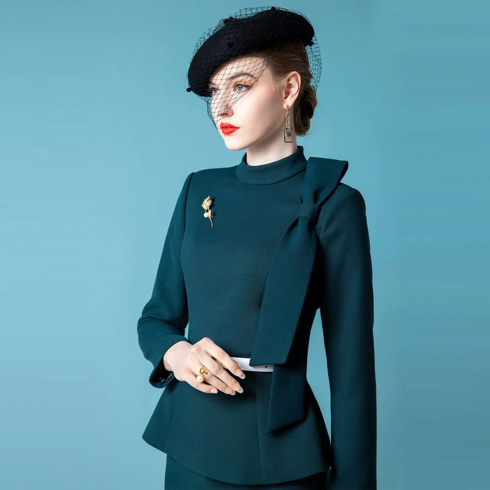 High End Celebrity Temperament Suit Women\'S Autumn And Winter New Fashion Retro Small Fragrance Slim Suit Skirt