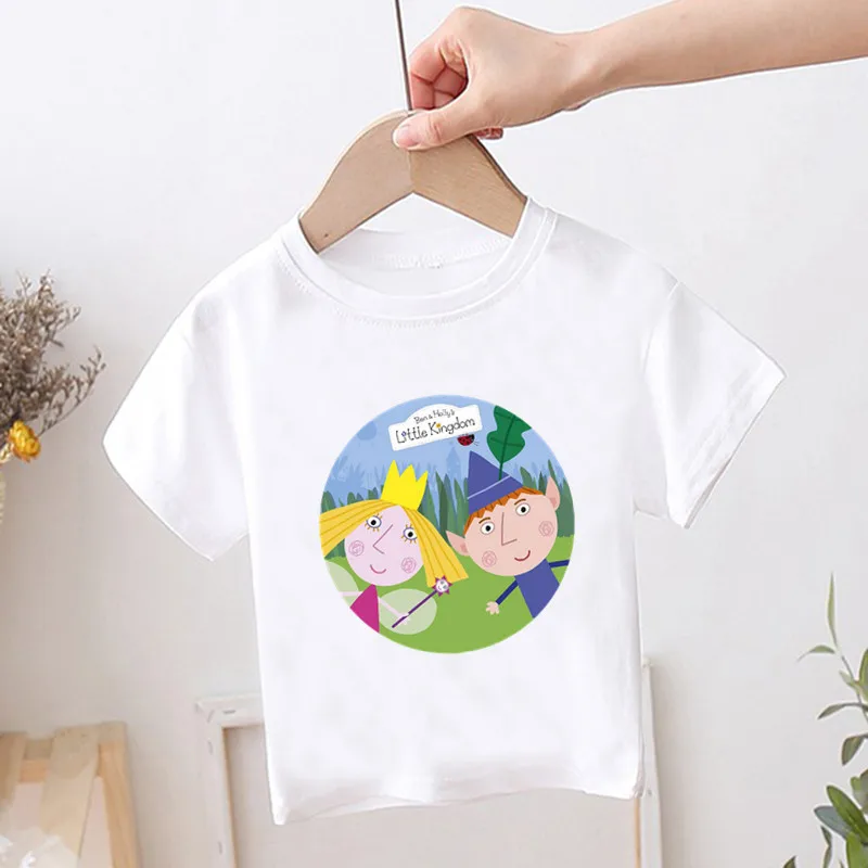 Children Cartoon Print Ben And Holly Kingdom Funny T-shirts Kids Cute Summer Tee Casual Tops Baby Clothes For Boys/Girls