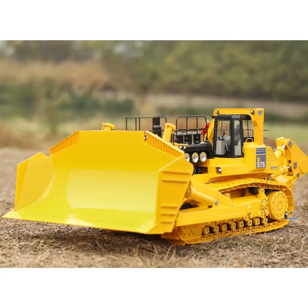 1/14 Scale JDM 575 RC Bullzoder Heavy Duty Dozer Metal Machine Frsky X14 Remote Control Construction Vehicle Light Sound Model