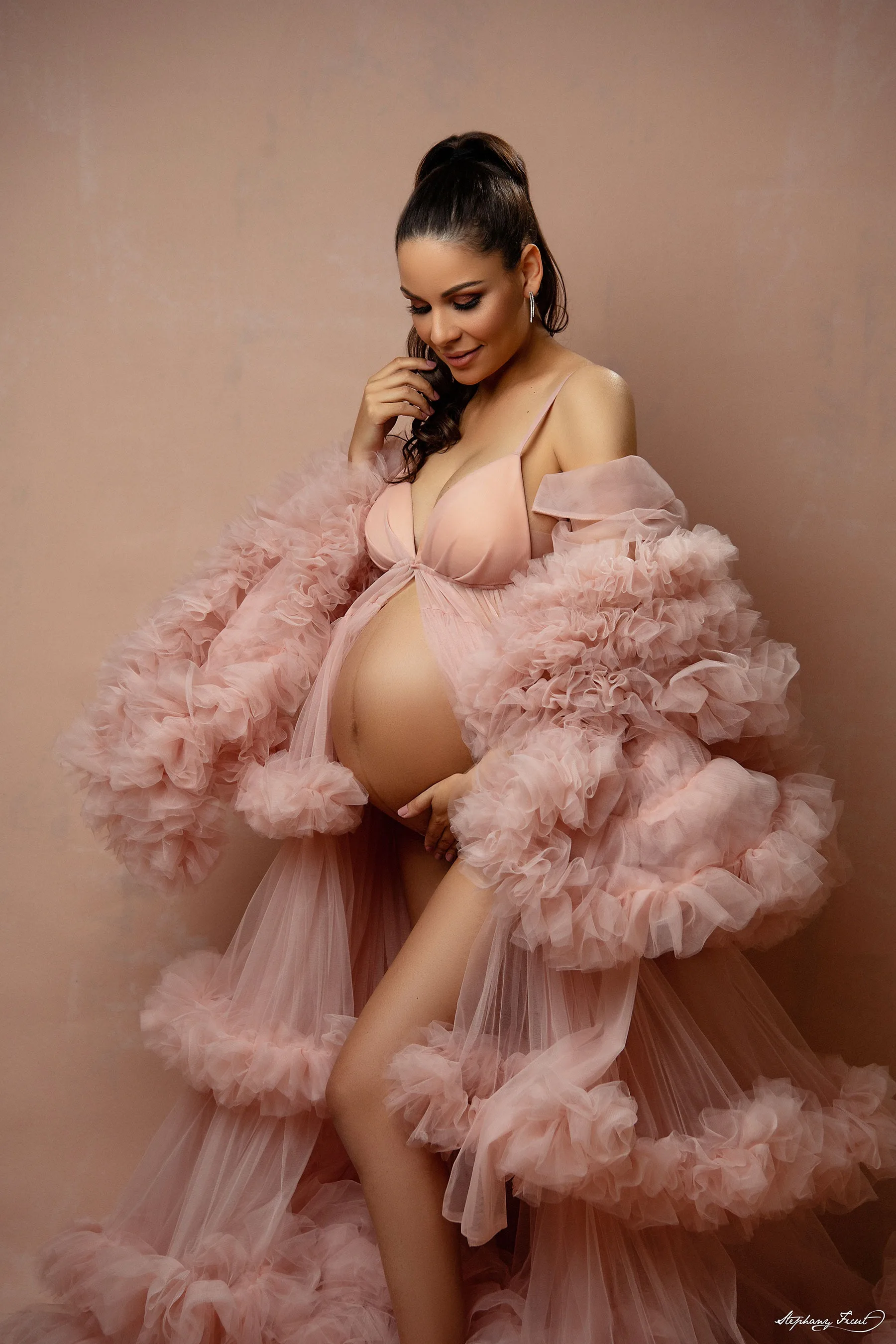 Vestidos de baile fofos exclusivos para sessão de fotos ou chá de bebê, alças espaguete sexy, robe de maternidade personalizado, vestidos para sessão de fotos