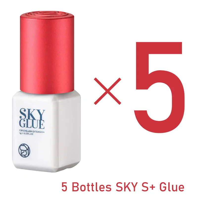

5 флаконов клея SKY S+ для наращивания ресниц, оригинальный корейский клей, 5 мл, с красной крышкой, для салонов красоты, инструмент для макияжа, товары для наращивания ресниц