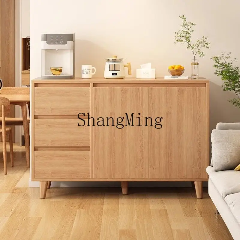 

FG dining side against the wall integrated storage household storage tea cabinet log color living room cabinet