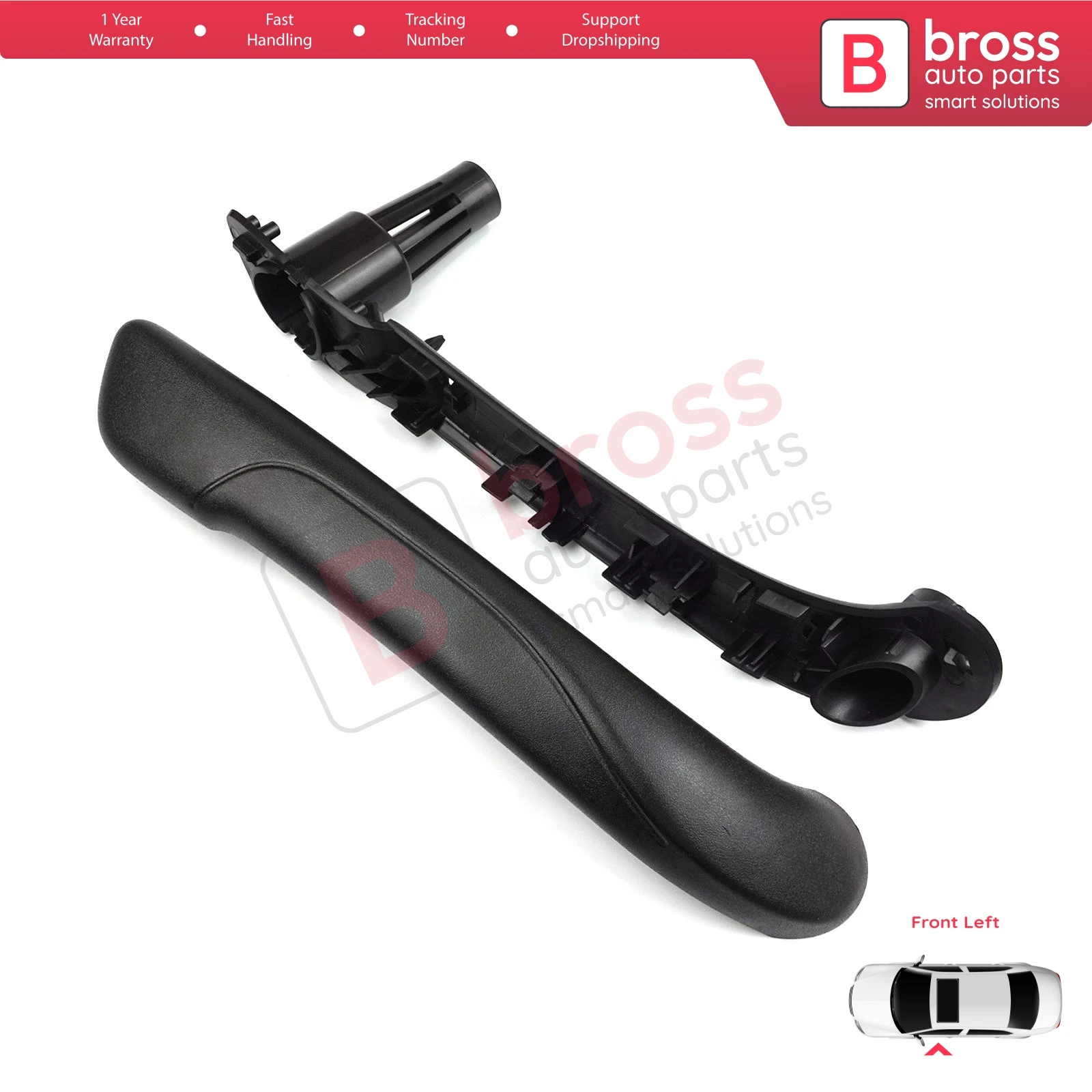 

BDP1331-1 Front Left Inner Door Handle Grip Black for Renault Kangoo MK2 Citan W415 NV250 2007-2021 8200548971