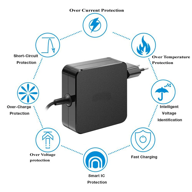 65W USB C PD Charger for Mac Book Pro, Dell Latitude, Lenovo, Huawei Matebook, HP Spectre, Acer Chromebook,Steam deck,Phone