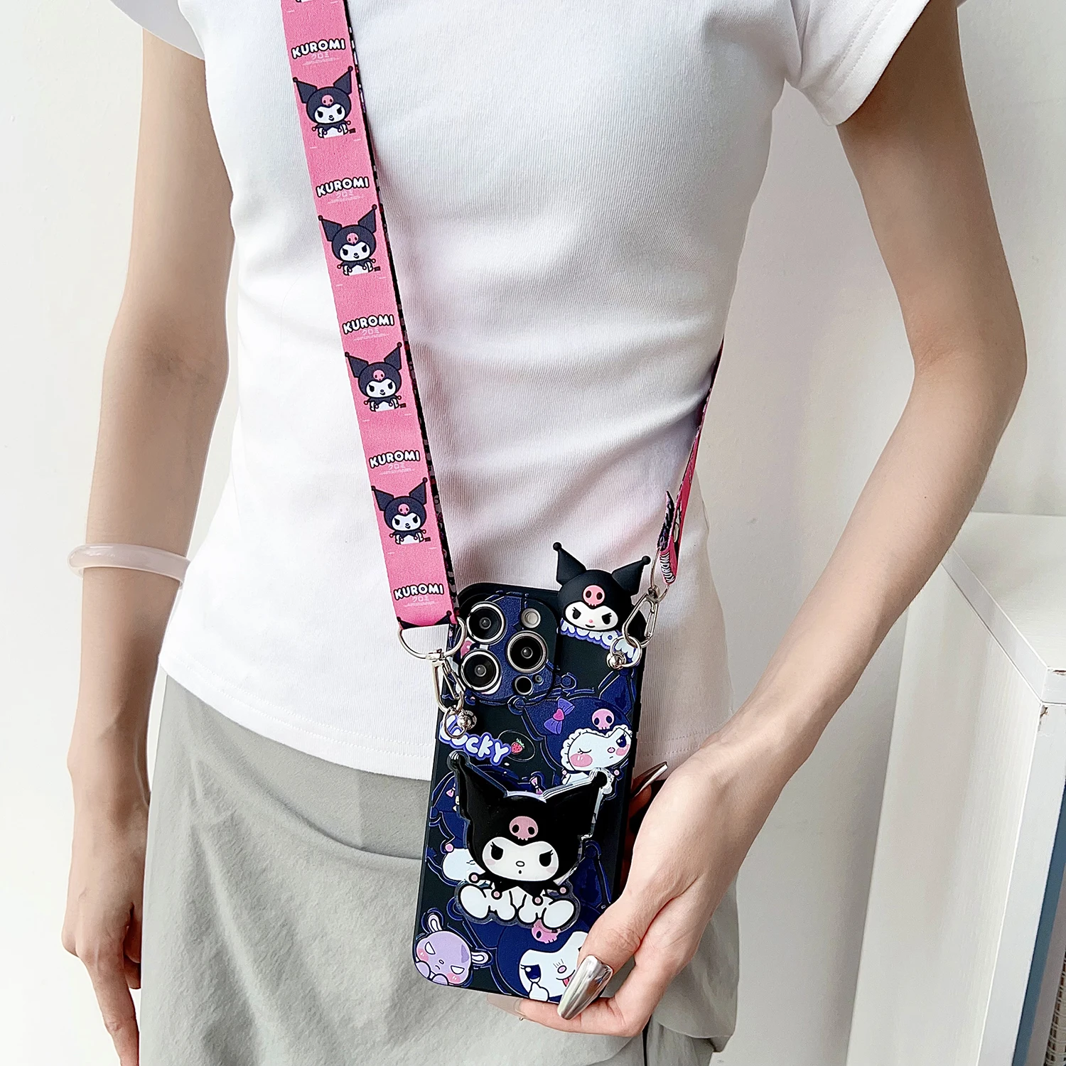 For Samsung Galaxy S8 S9 S10 S20 S21 S22 S23 S24 S25 Plus Ultra FE Note 8 9 10 20 Shy Kuromi Case With Holder Rope - náhled 6