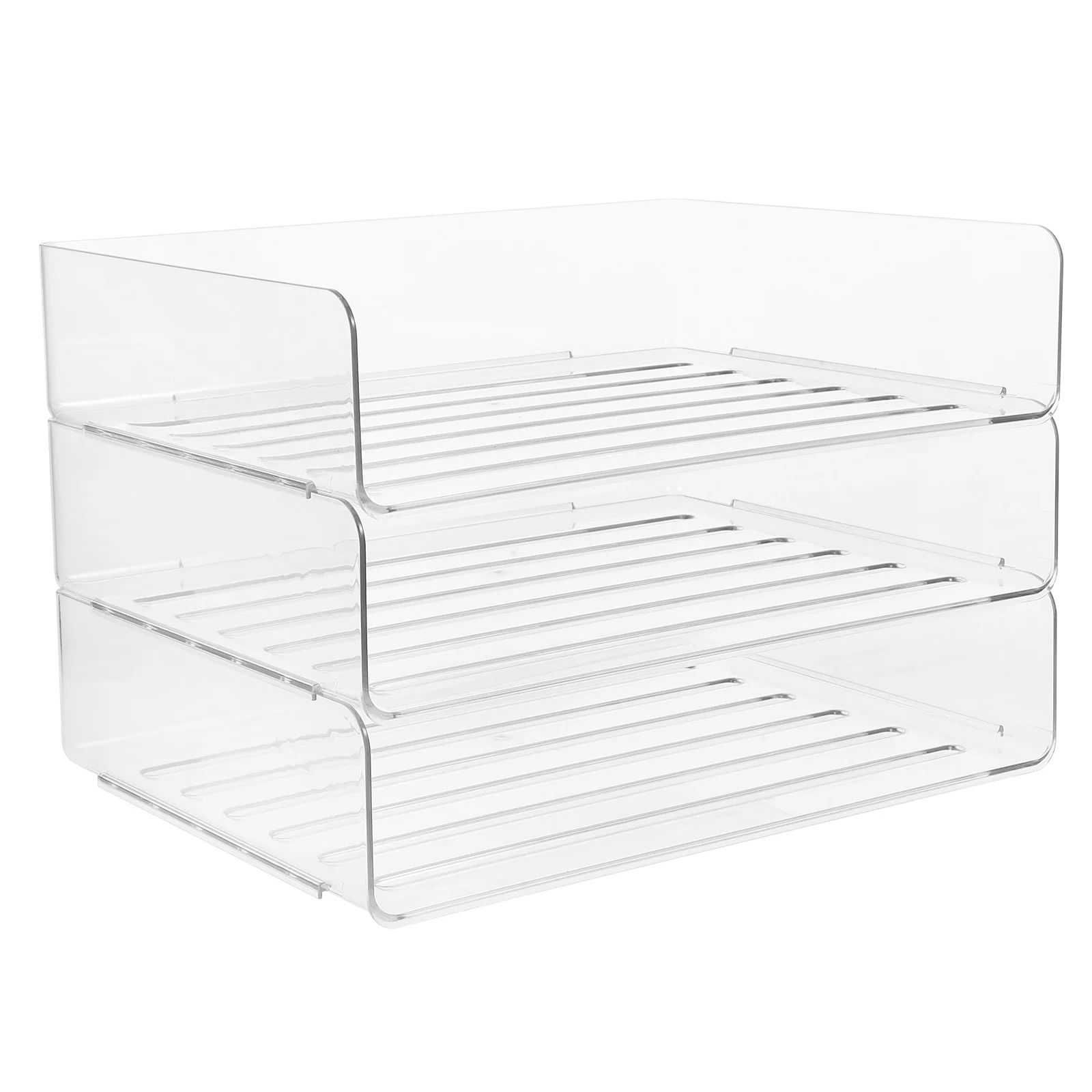 

3 Tier File Rack Storage Box Clear Plastic Desk Organizer A4 Paper Tray Pet Office Documents Teacher