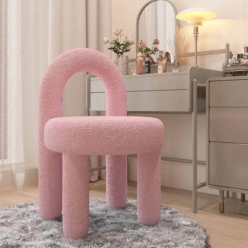 Nordic Cashmere Bedroom Makeup Chair Living Room Furniture Armchair Backrest Dining Chair Cosmetic Relaxing Leisure Chair