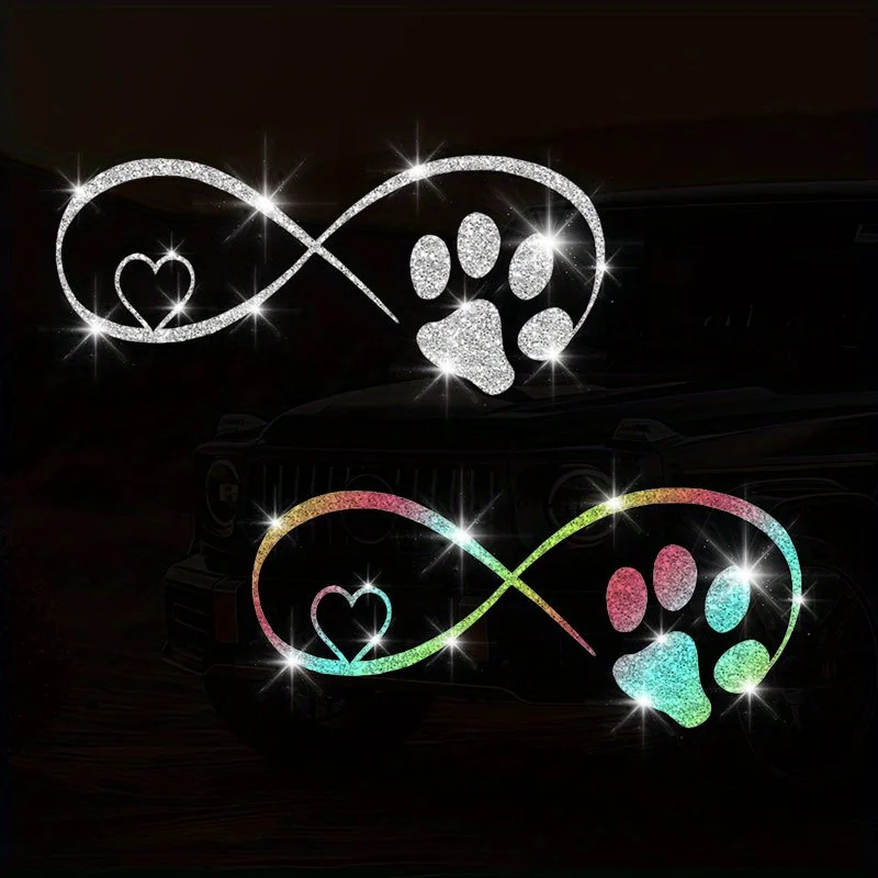 1pc Cat Footprints and Love Heart Spliced Glitter Motorcycle Stickers Motorbike Front Fairing Fuel Tank Car Window Vinyl Decals