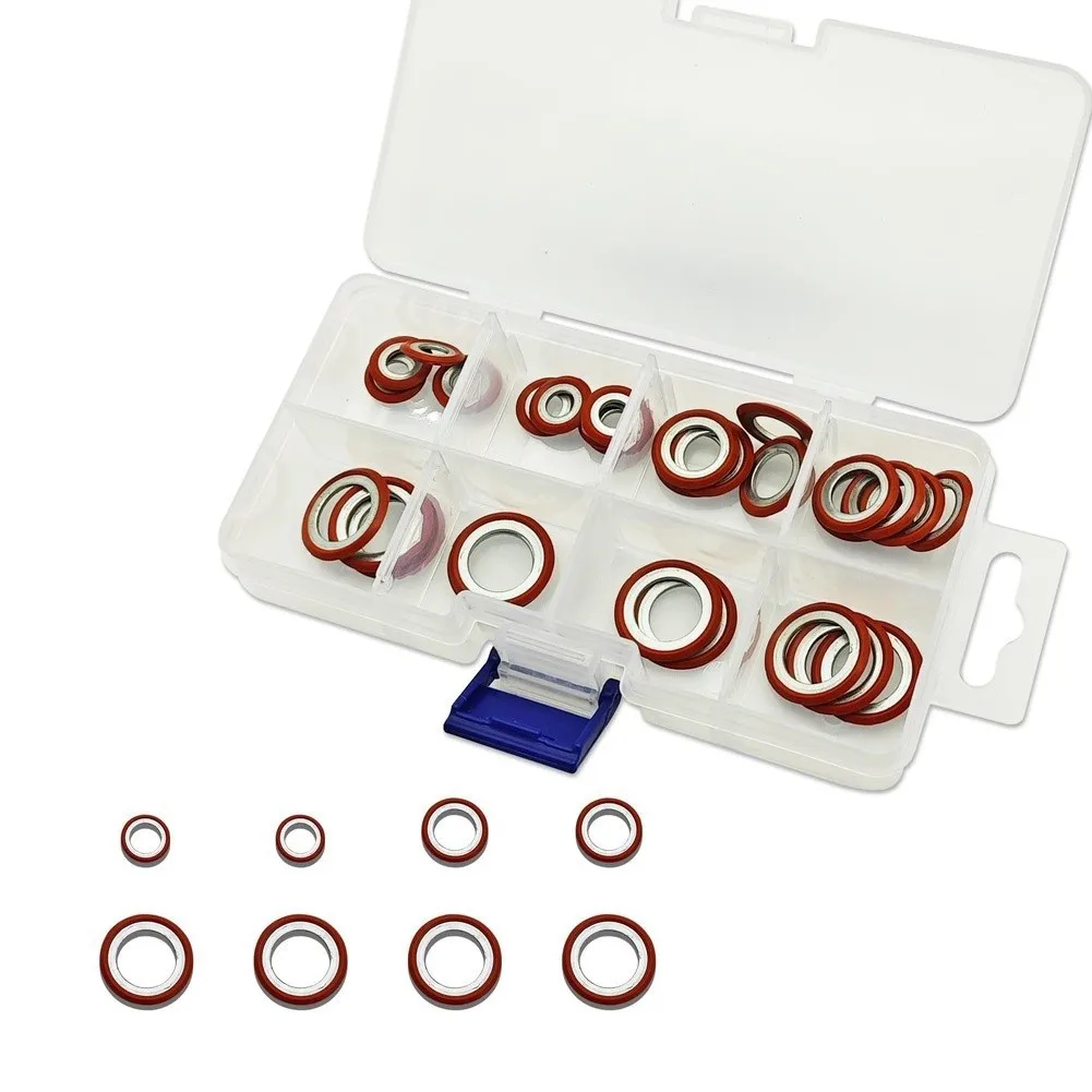 30 Pieces/Set  Car Air Conditioner AC O Ring Seal Kit A/C System Compressor Gasket Seals Washer Kit Pipe Head Sealing Gasket