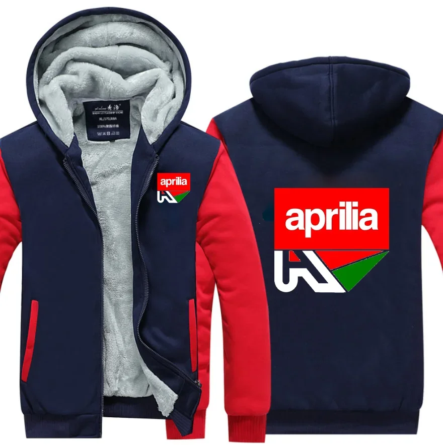 2023 neue Winter gedruckt Aprilia Auto Logo verdickt Freizeit mantel Herren Reiß verschluss Herren Plüsch mantel