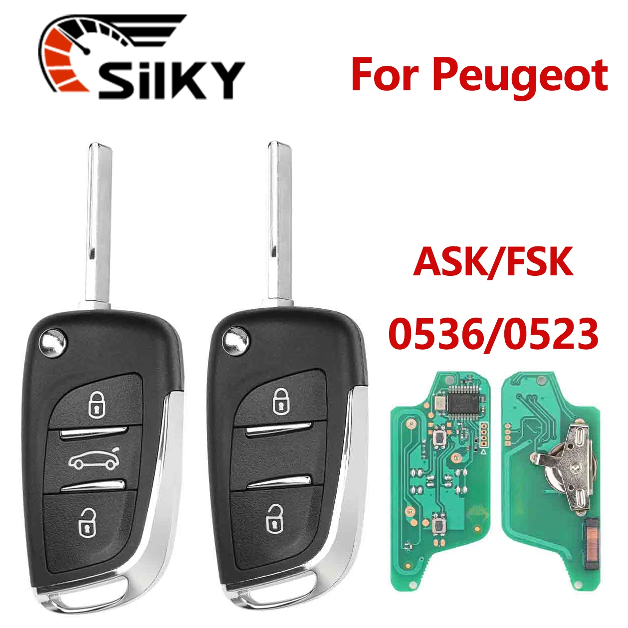 SilKY Modified Flip Remote Car Key ASK/FSK 433Mhz ID46 For Peugeot 207 308 307 407 607 For Citroen C2 C3 C4 0523/0536 Car Key