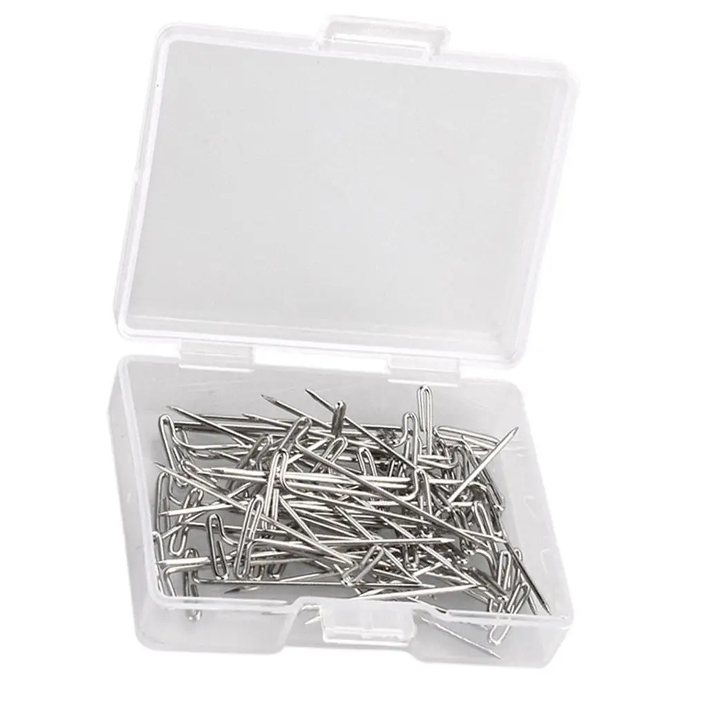 50Pcs Stainless Steel Wig T Pins for Blocking, Knitting & Sewing, 31mm/ inch, Easy to Insert and Remove from Wig Head