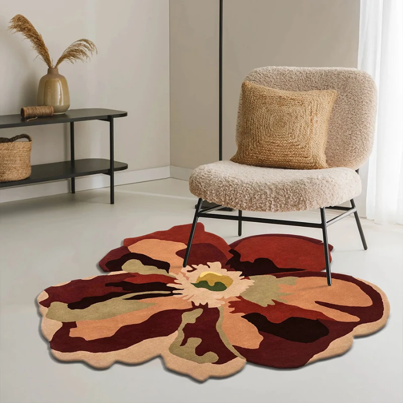 Handmade carpet, living room light luxury high-end bedroom cloakroom irregular retro art carpet