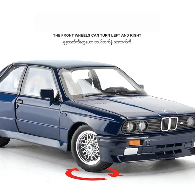 1:24 1988 M3 E30 Legering Sportwagen Model Diecasts Metalen Klassieke Auto Voertuigen Model Simulatie Geluid En Licht Kinderen Speelgoed geschenken