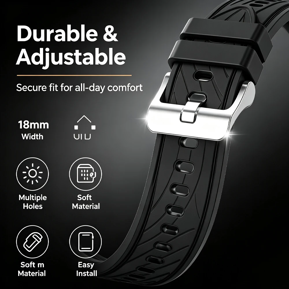 18mm Silicone Strap for Garmin Venu 4/3S 41mm Sports Breathable Replacement Bracelet Wristband for Garmin Forerunner 265S-255S view 3