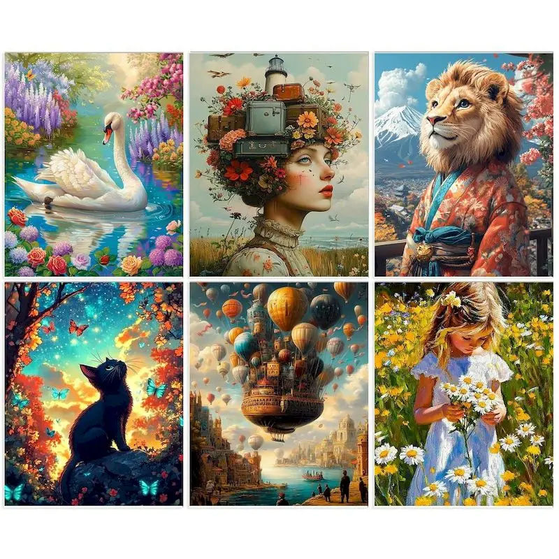 

GATYZTORY Paint By Numbers Figure DIY Hand Painting Pictures By Number Animals Kits Drawing On Canvas Art Gift Home Decor