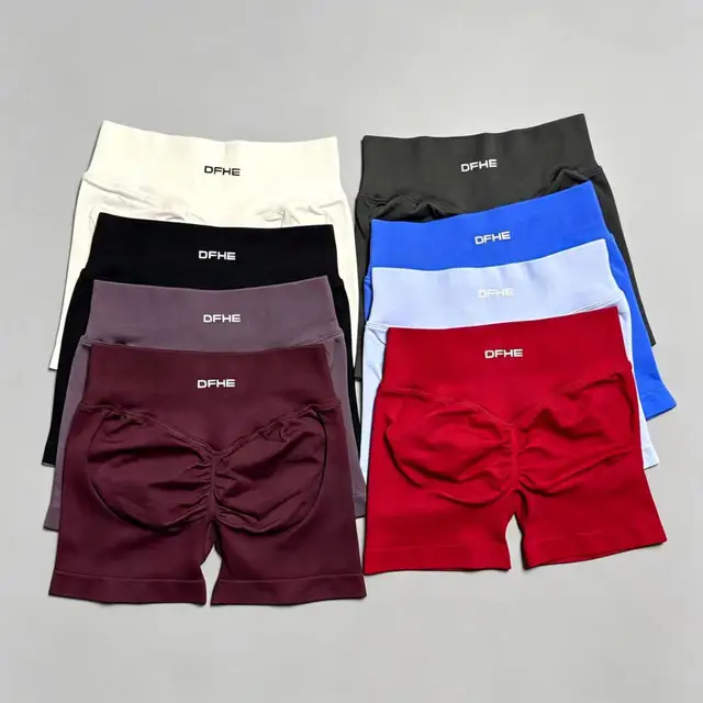 DFHE Shorts de Yoga Femininos de Cintura Alta com Efeito Levanta Bumbum, Shorts de Treino à Prova de Agachamento, Fitness, Academia, Corrida, Esportes, Leggings Esportivas com Efeito Push Up