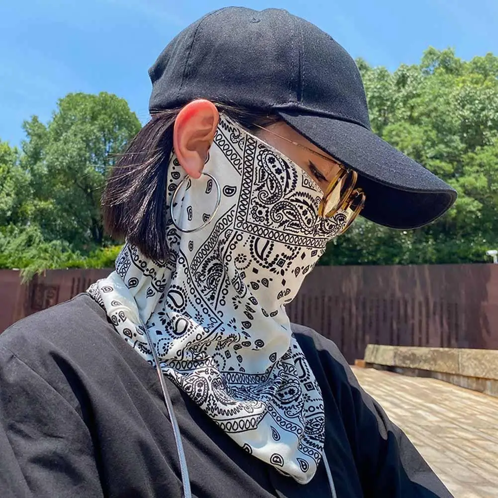 Print Punk Sunscreen Mask For Men Women Summer Face Neck UV Protection Ear Scarf Hip Hop Outdoor Cycling Bandana Scarf