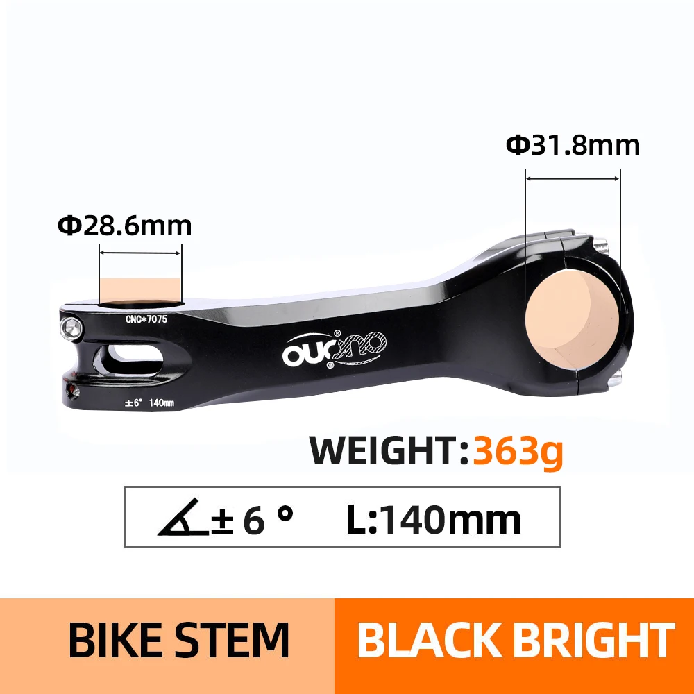 OUO Long Bike Stem 7075 Aluminum CNC Stem 17/ 6 Degree Mtb