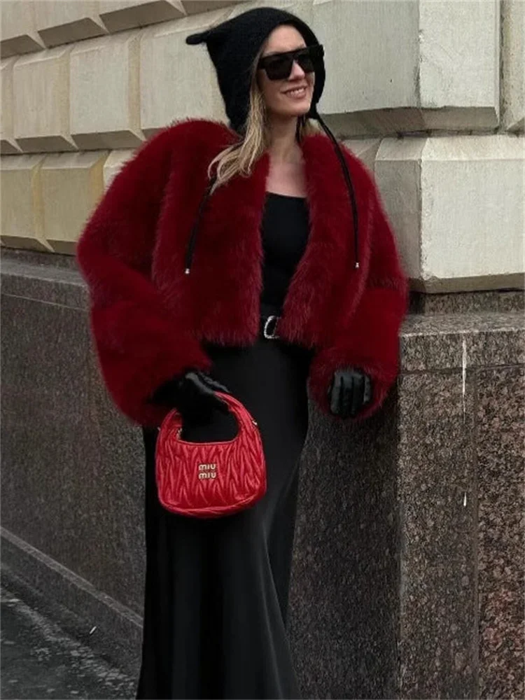 Fashion Fur Feather Outwear Hoodie jacket Loose Warm Winter Sexy Fluffy Streetwear Overcoat Women's Fur Feather New