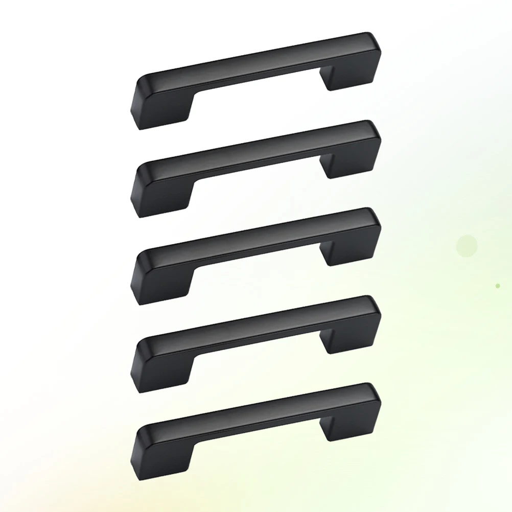 

5 Pcs Aluminum Alloy Handle Pull Metal Drawer Black Pulls Cabinet Simple Furniture