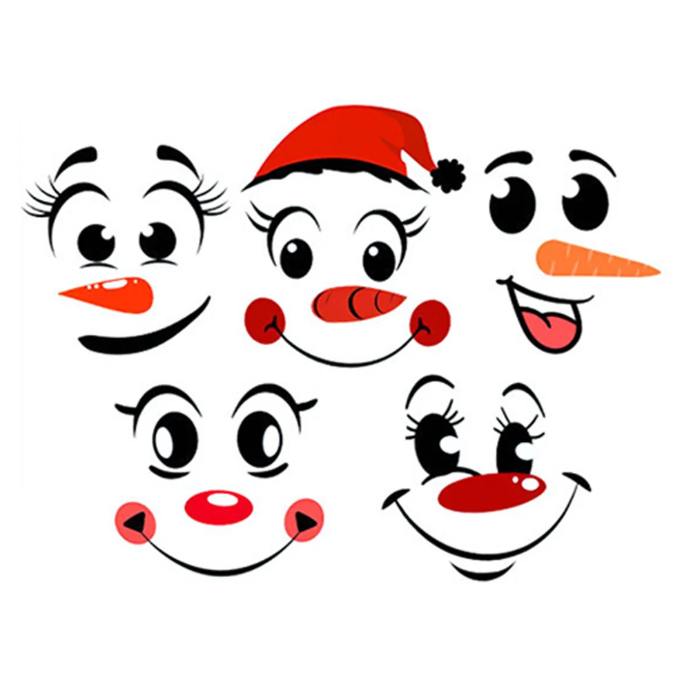 Christmas Elements Snowman Expressions Mirror Stickers for Holiday Home Decoration Double Sided PVC Material Easy Use