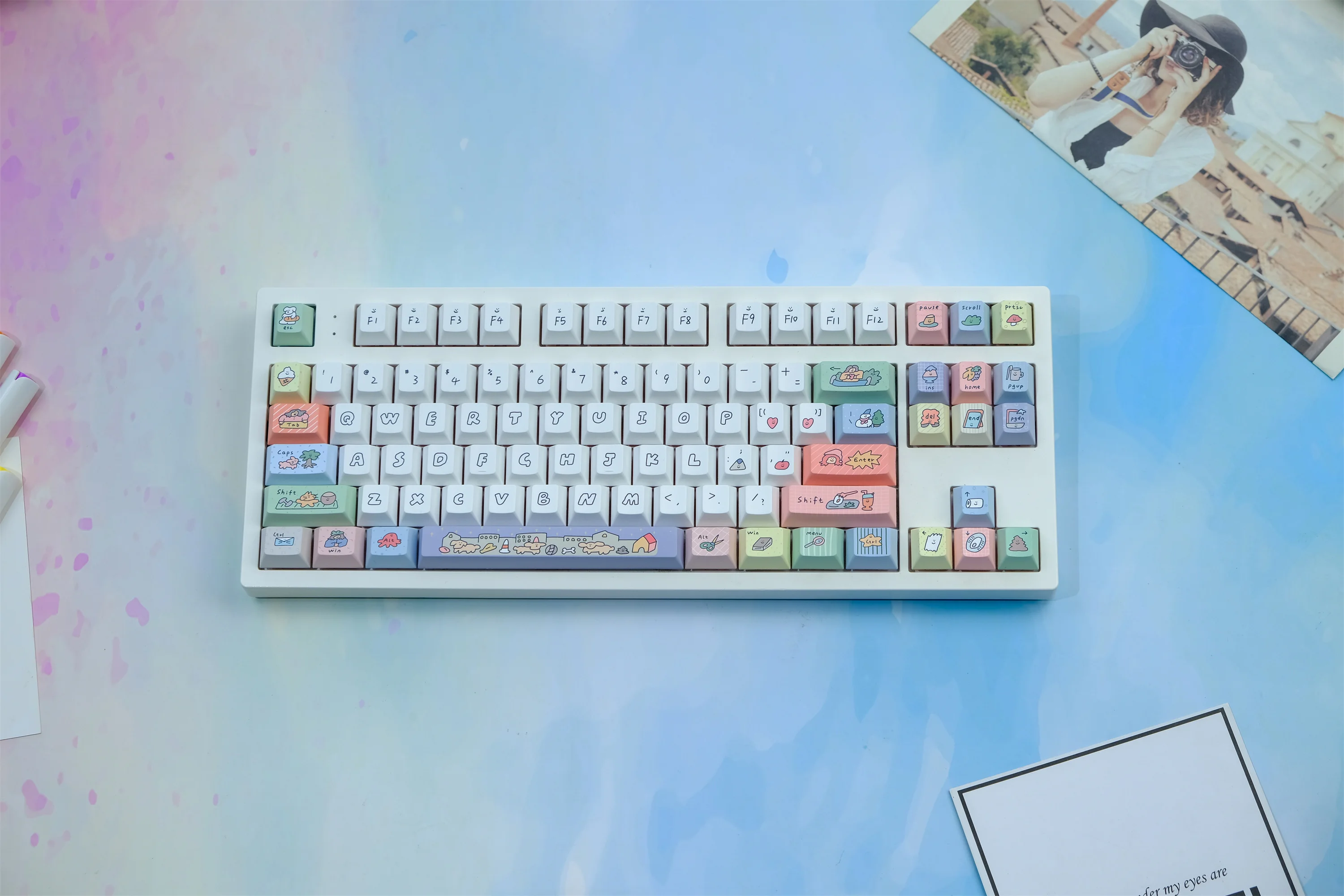 

Smiley Keycaps 129 Keys PBT Material CHERRY Profile DYE-SUB Personalized For CHERRY MX Switch Wooting Mechanical Keyboard