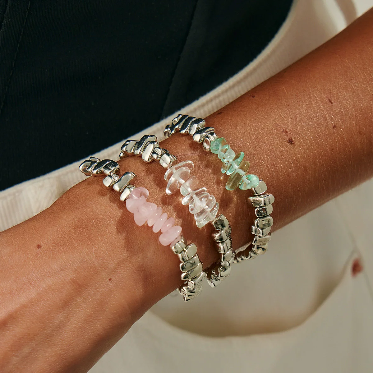 Fashion Bracelets For Women New Vintage Irregular CCB Beads Green Stone Chain Jewelry Valentine's Gift B072