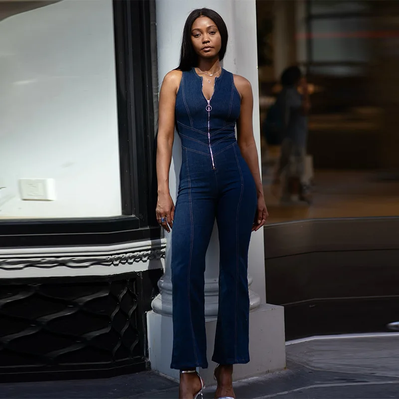 빈티지 시크 점프수트 섹시 데님 스파이시 걸즈 캐주얼 여성 점프수트 가을 데일리 디자이너 레트로 스타일리쉬 여성 스트릿 의상