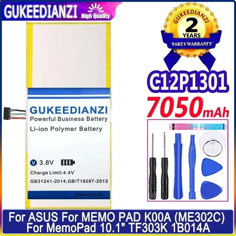 

Tablet Battery C12P1301 7050mAh For Asus For Memo Pad K00A ME302C For Memopad 10.1" TF303K 1B014A Stable