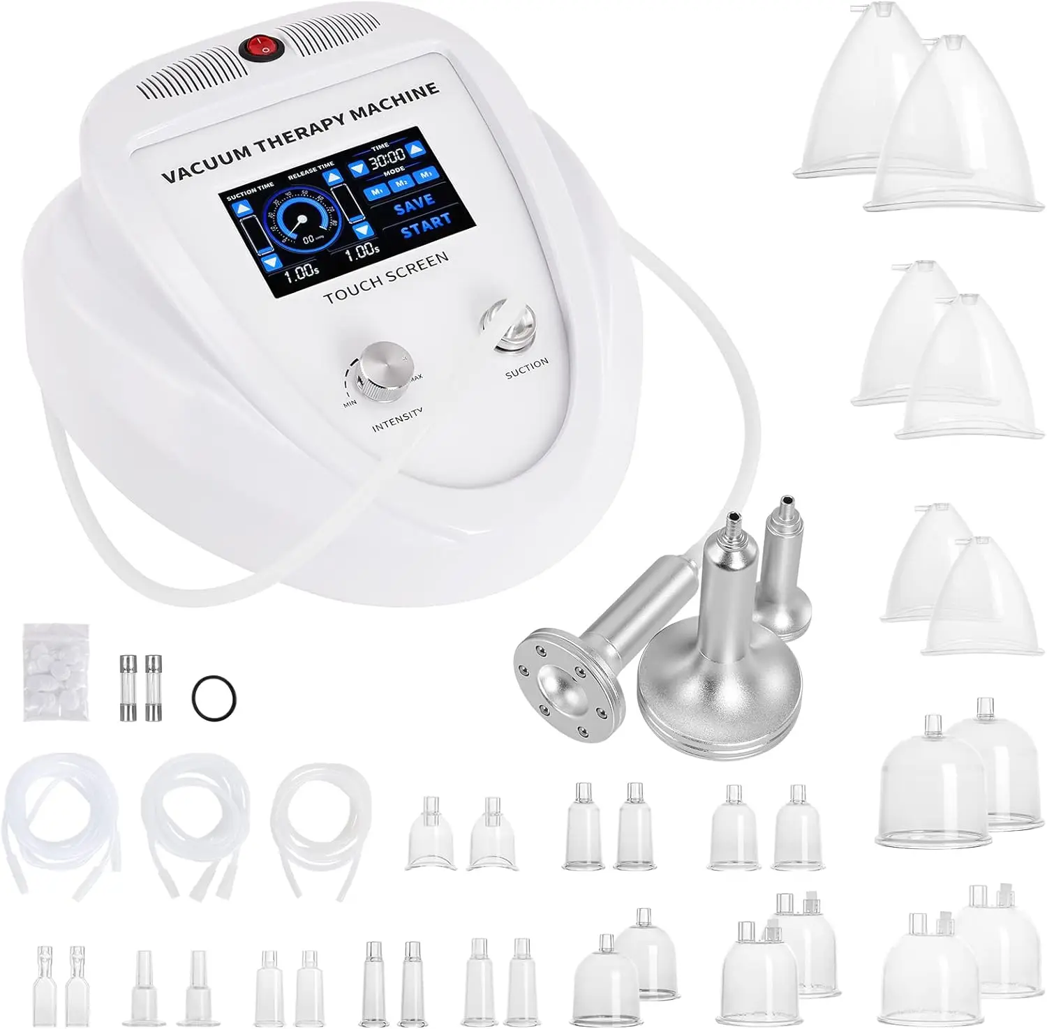 Breast Enlargement Vacuum Therapy Cupping Machine with 30 Cups 3 Gua Sha Pumps for Body, Back, Face Massage Upgrade LED Screen
