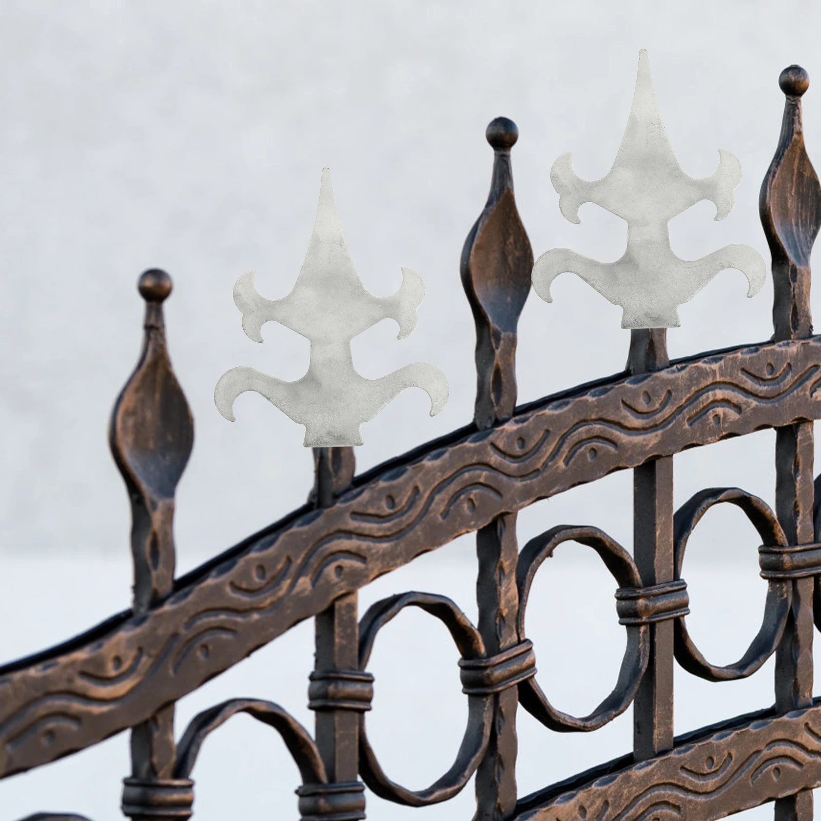 

2 Pcs Iron Flower Door Accessories Fence Supply Finials Decorative Toppers Post Delicate Large