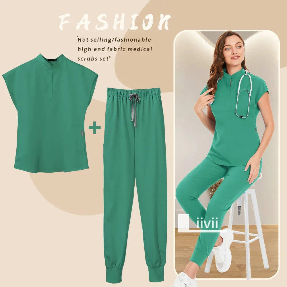 Bruine Schoonheid Werkkleding Vrouwen Medisch Verpleegkundigen Uniform Chirurgische Scrubs Set Spa Tops Broek Clinic Verzorger Verpleegkundige Uniformen Joggingpakken