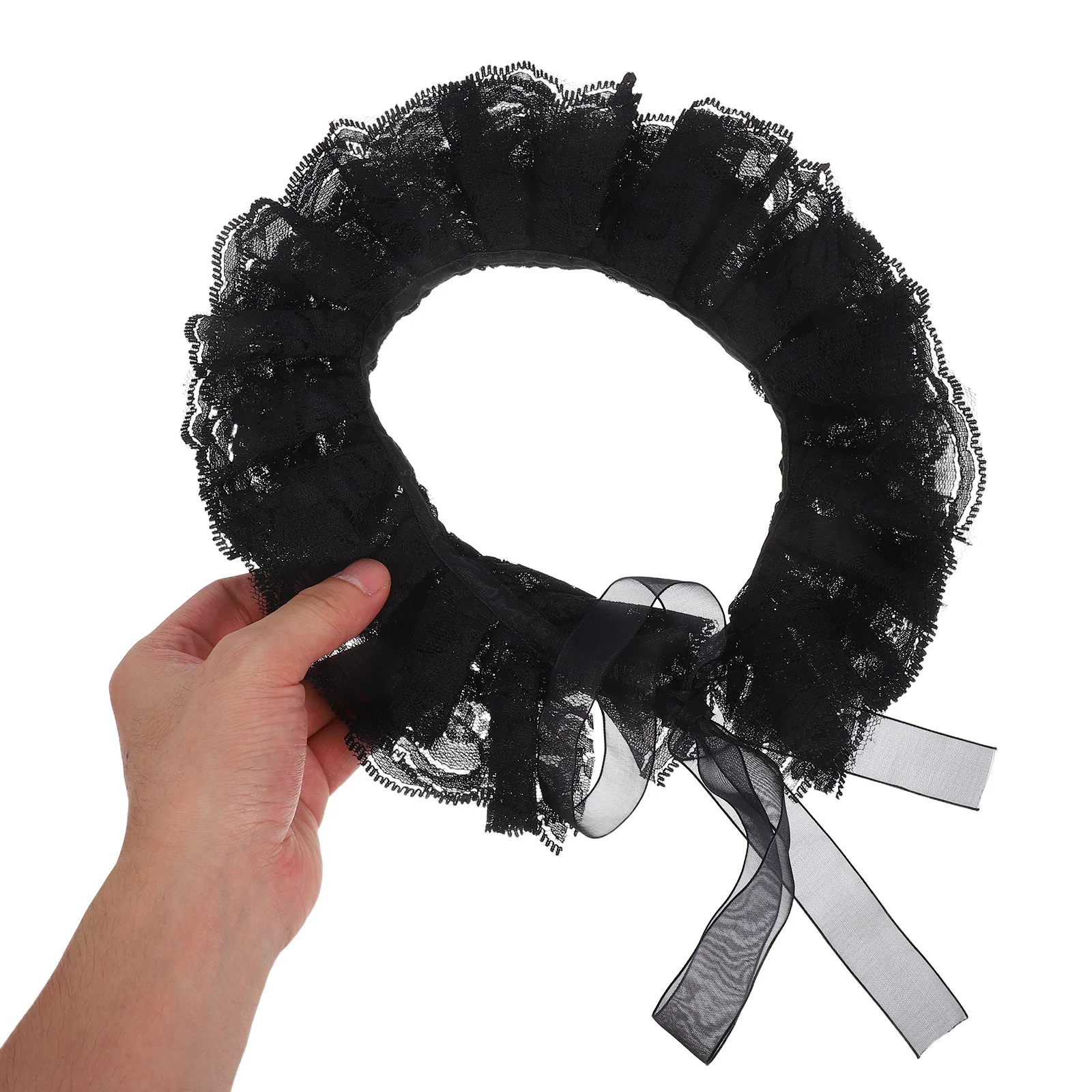 

1Set Black Lace Ruffle Collar and Wrist Cuffs Detachable Neck Sleeve Set for Themed Events Wedding Dress Decoration Steampunk