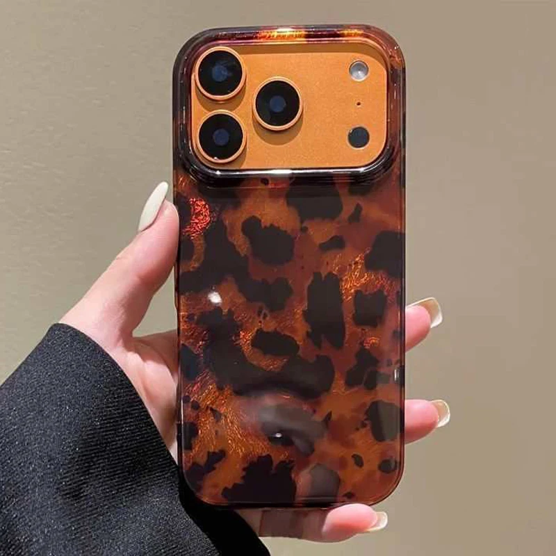 Gold & Black Leopard Print Phone Case For iPhone 17 16 15 14