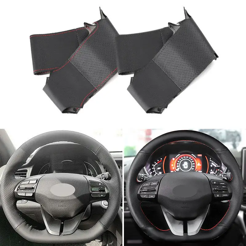 

Steering Wheel Cover For Hyundai Elantra Veloster 2019 i30 2017 2018 2019 Car Steering Wheel Soft Microfiber Leather Trim Cover