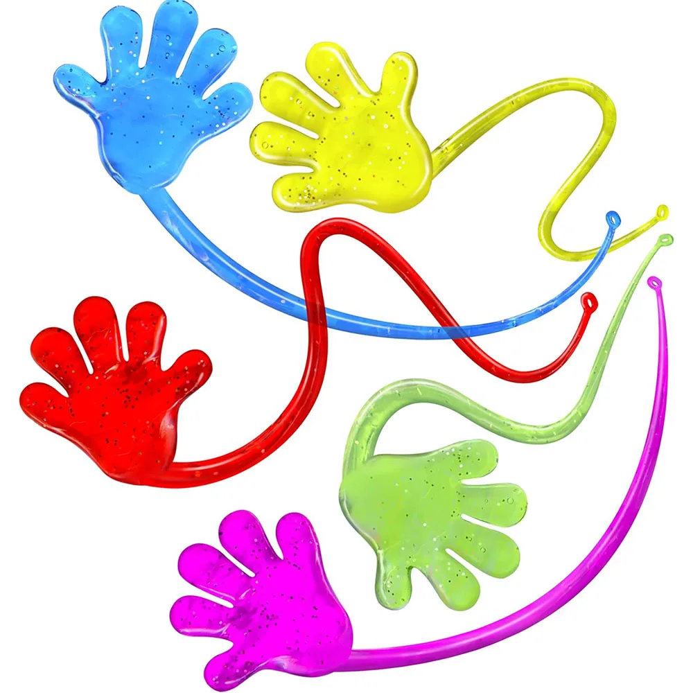 12個の子供の誕生日パーティーの記念品、粘着ハンド、イースターバスケットフィラー、誕生日パーティーの記念品、教室賞品ピアンタフィラー