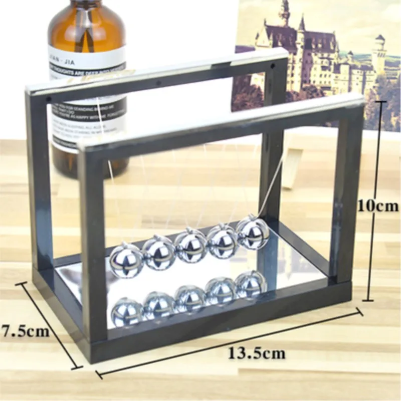 Newtons Cradle Steel Balance Ball Fun Decoration Physics Science Gift Toy 10x7.5x13.5cm