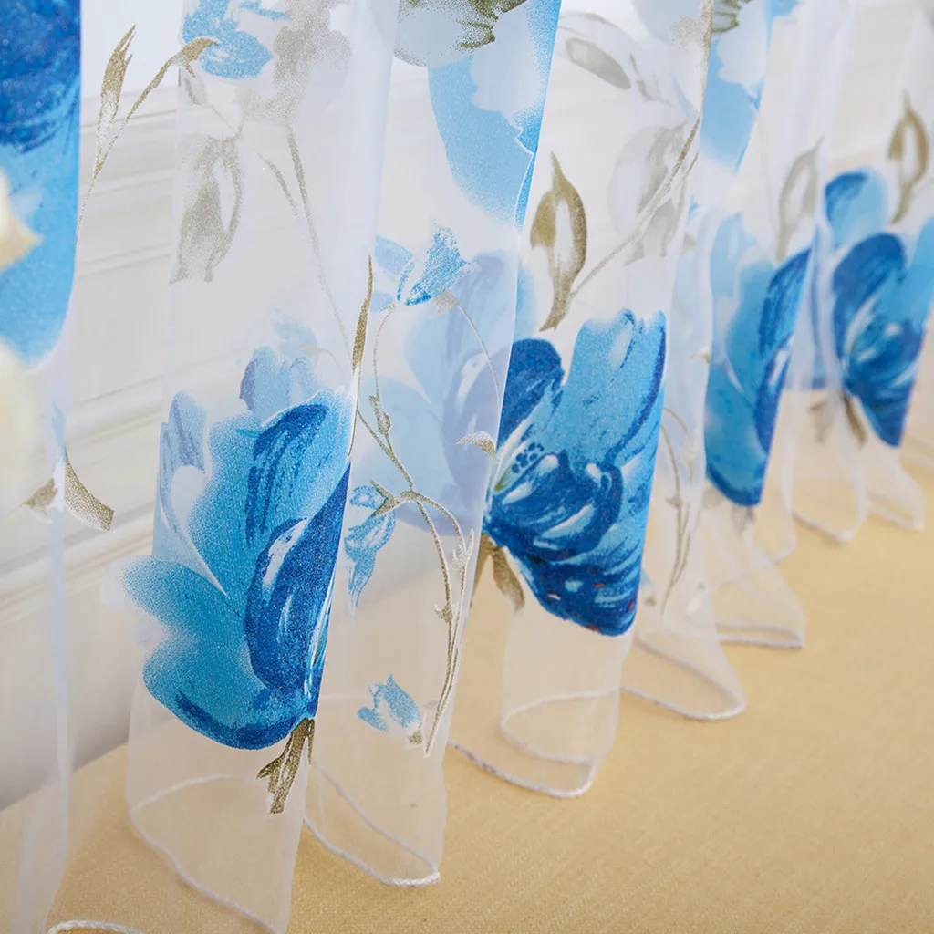 1/2 Stück Ranken Blätter Tüll Tür Fenster Vorhang Drapieren Panel Sheer Schal Volants Buntes Blumenmuster Transparente Vorhänge