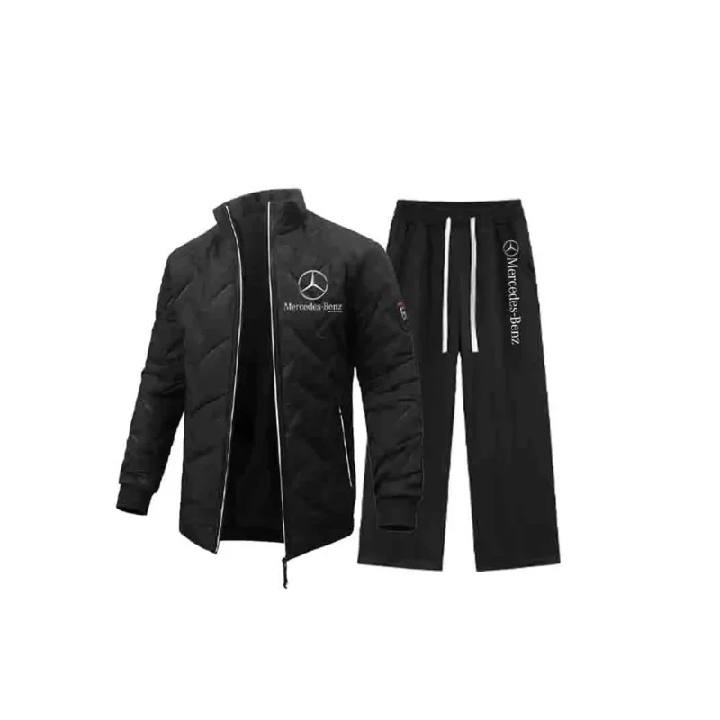 

Mercedes-benz Men's Casual Polyester hooded Windbreaker set: Hooded, full zipper front pocket with zipper, windproof and dry