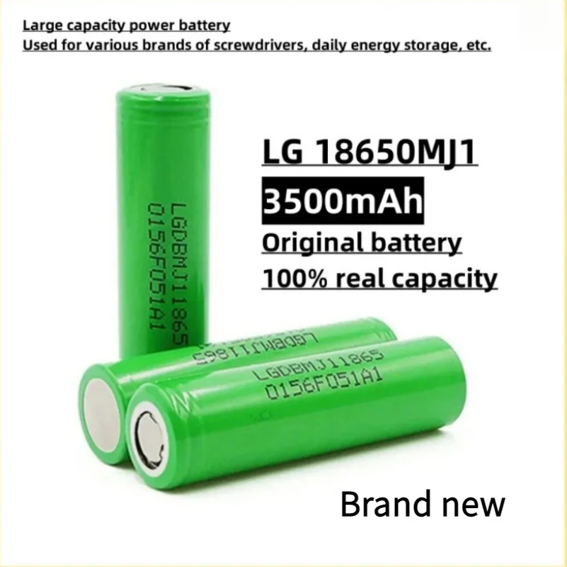 MJ1 18650 Battery 3500mAh 3.7V 10A Rechargeable High Drain Lithium Ion Cell for Power Tools, Flashlight, Vape, Camera