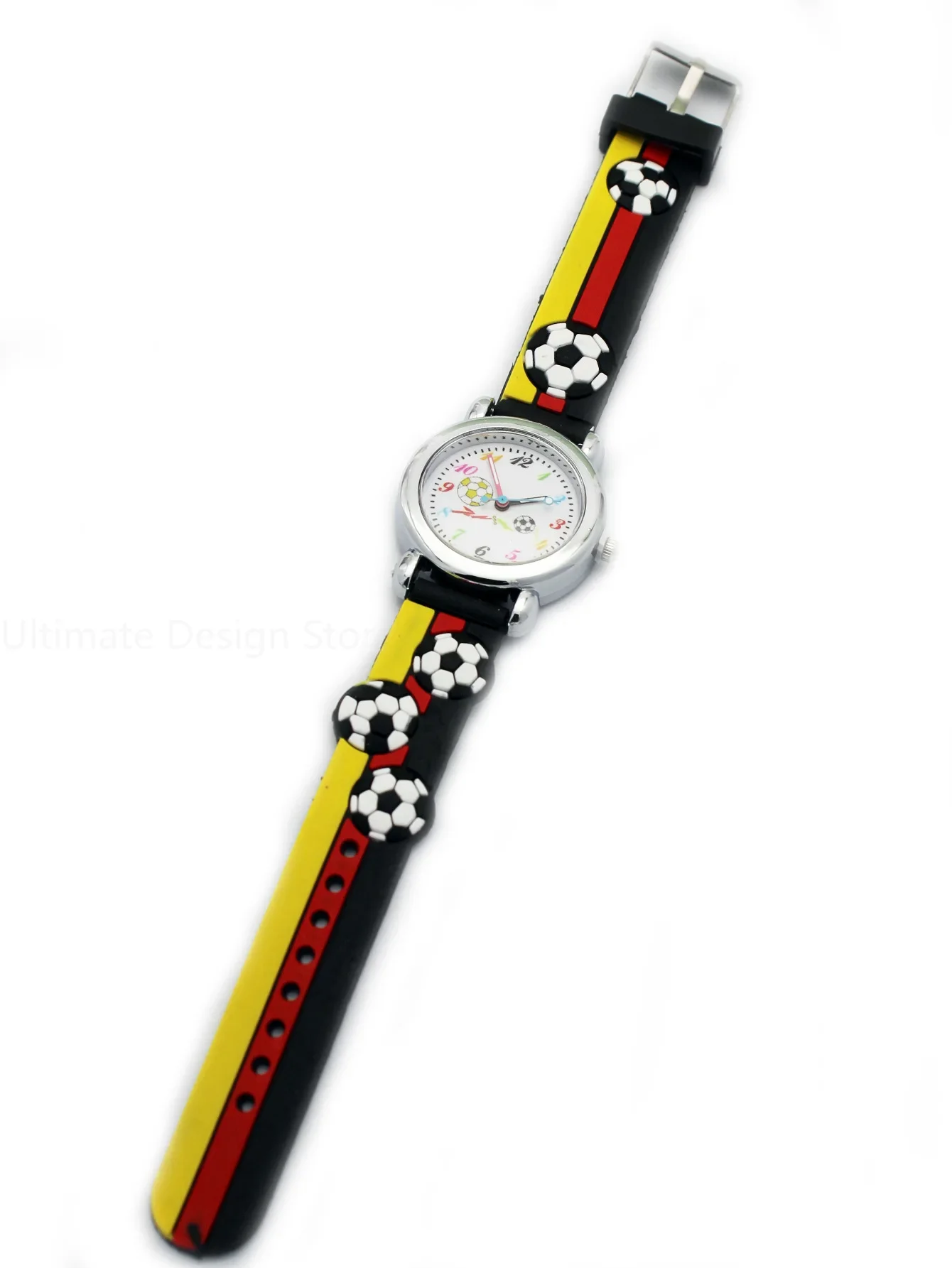 Nieuwe Mode Kleur Cartoon Voetbal Studenten Kinderen Kijken Quartz Horloge Sport Polshorloge Kids Cadeau