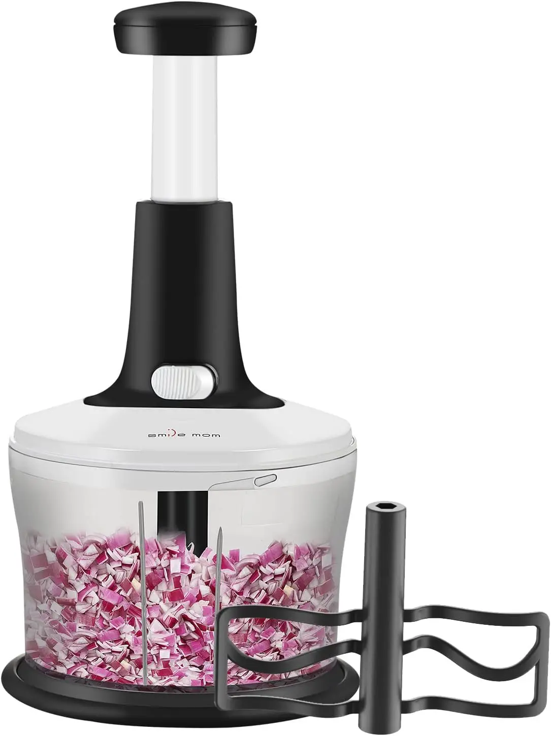 

Vegetable Chopper Food Dicer, Quick Hand Press Cutter for Fruits Herbs Salsa Puree Pesto, ABS Food Grade Material 1.2L White