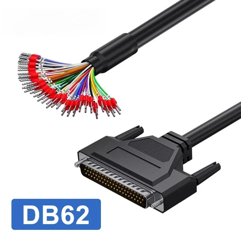 62Pin Double Shield Terminal Wire with Number HDB62 Male Female Serial Cable 3 Rows DB62 Single Head with Cable Connector